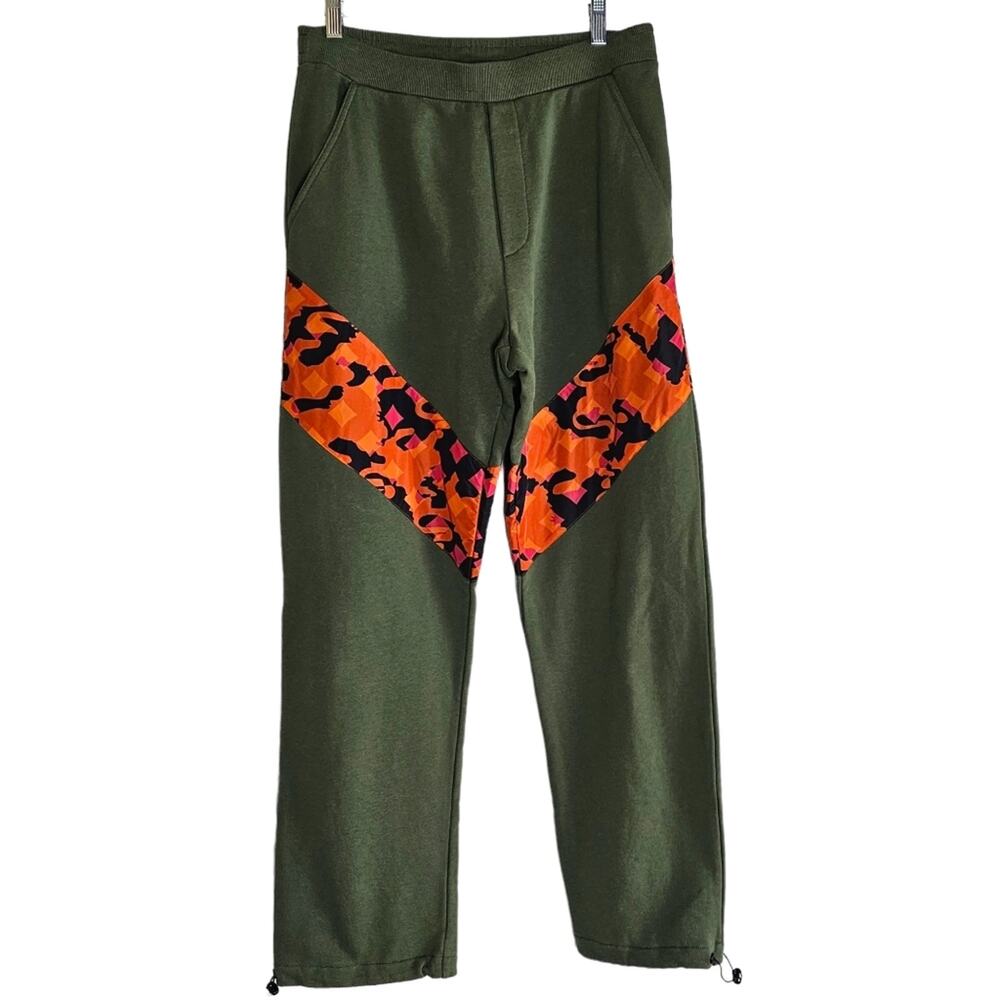 MCM Jogger Men's Size Medium Camo Sweatpants Orange Green Made in Italy - Picture 2 of 16